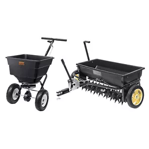 VEVOR 100/25lbs 10/12/8in Broadcast Spreader Tow Behind Poly Drop Spreader - Picture 1 of 38