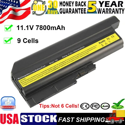 9 Cells Battery for IBM Lenovo Thinkpad T60 T61 R60 R61 R500 T500 R61e R61i T60p - Image 1 of 4