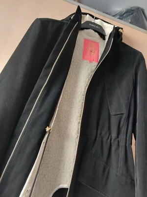 Damen Parka Manoush Gr. 36 Schwarz Mit Kapuze Und Futter - Bild 1 von 4