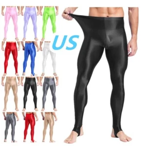 Pantaloni a compressione con staffa lucidi da uomo collant stretti controllo pancia modellante - Foto 1 di 105
