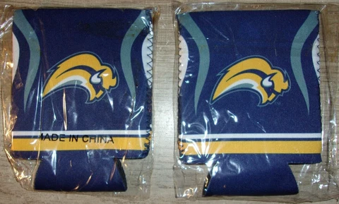 Lot of 2 Buffalo Sabres Slug Beer Coozie Cooler Drink Sleeve Labatt Buffaslug Cover