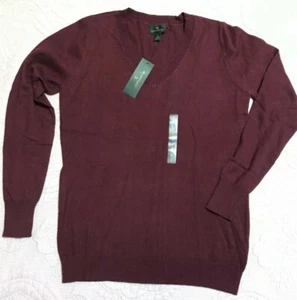 Worthington Cotton-Rayon Blend Long Sleeve V-Neck Sweater Size S Color Wine NWT - Bild 1 von 3
