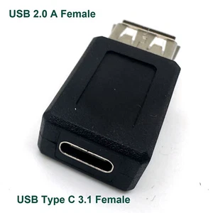 USB 2.0 A Female to USB 3.1 Type C Female Data Sync Charger Laptop PC Conveter - Picture 1 of 12