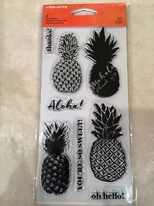 Clear Acrylic Stamp Set by Fiskars Stamps Aloha Pineapple New - Picture 1 of 2