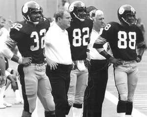 Pittsburgh Steelers Glossy 8x10 Photo HARRIS, STALLWORTH, SWANN and CHUCK NOLL - Picture 1 of 1