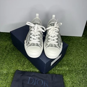 DIOR B23 League Low Top White Oblique Canvas Sneakers Shoes Mens Size 9 - Picture 1 of 11