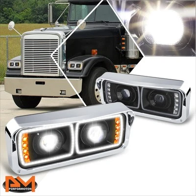 For 01-11 Freightliner Classic & XL Dual Projector LED DRL Turn Signal Headlight - Image 1 of 4