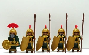 5 X GREEK ROMAN MAGNIFICENT ELITE WARRIOR GREEN GOLD ROCK PLAYMOBIL Custom RARE! - Picture 1 of 10