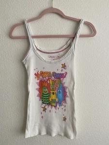 YO GABBA GABBA TANK TOP Y2K VINTAGE MIGHTY FINE TEE RIBBED RAVE DJ LANCE ROCK S - Bild 1 von 3