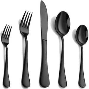 Black Silverware Set 20 Piece, Stainless Steel Flatware Set for 4, Cutlery Ut... - Picture 1 of 7