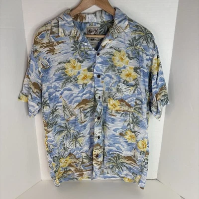 Camisa Hawaiana Vintage, Grande, Steve & Barry’s Clásica Azul Floral Abotonada Foto 1 de 4