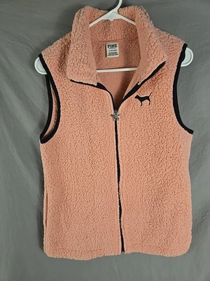 Victoria’s Secret PINK Sherpa Fleece Vest Full Zip Size Small - Image 1 of 4