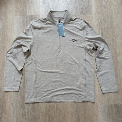 Pullover de golf Callaway para hombre medio ligero 1/4 cremallera caqui tostado nuevo con etiquetas $88 Foto 1 de 4