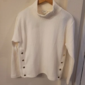 Banana Republic Fischgrätmuster gesteppter Pullover mit Stehkragen creme/weiß SMALL neu mit Etikett - Bild 1 von 17