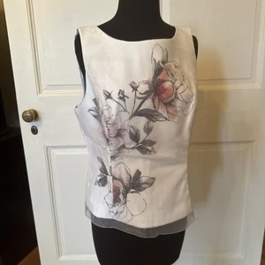NWT White House Black Market Floral Organza Sleeveless Top Sz 12 - Picture 1 of 7