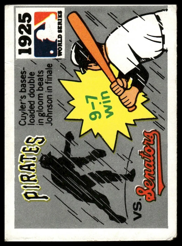 1971 Fleer World Series #23 1925 Pirates Senators Kiki Cuyler Walter Johnson - Image 1 of 2