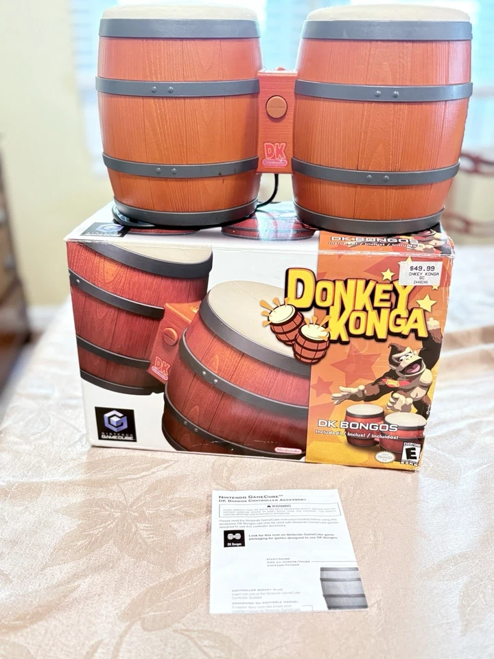Difícil de encontrar 2003 Nintendo GameCube Donkey Konga DK Bongos - Usado, sin juego, VIENE CON CAJA Foto 1 de 4