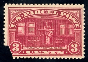 US Scott Q3 postfrisch NH OG 3c carmine Railway Postal Clerk Lot Z584 bhmstamps - Bild 1 von 2