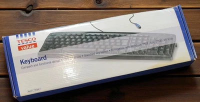 New Tesco Value Keyboard Model Vkey01 UK PS2 QWERTY  Black Coloured Original Box - Image 1 of 4