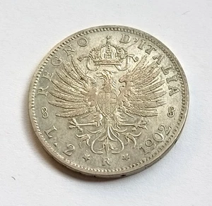 KÖNIGREICH ITALIEN VITT. EM. III 2 LIRE ADLER SAVOYEN 1902 SELTEN - Bild 1 von 3