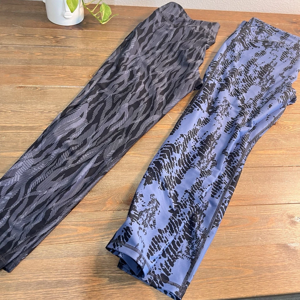 Athletic Works Workout Leggings XXXL 22 Blue & Black Workout Exercise Set Of 2 - Image 1 of 4
