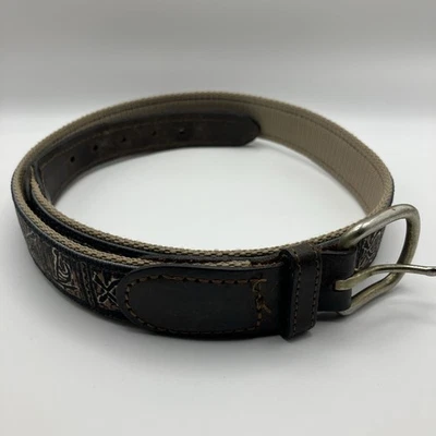 Women’s Tribal Patterned Canvas/Leather Belt Sz32 - Image 1 of 4