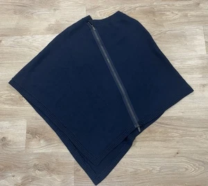 Lululemon Womens O/S On The Go Poncho Double Zip 100% Navy Merino Wool Sweater - Picture 1 of 5