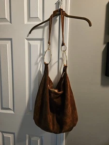 Marlon Suede Hobo Bag Rosita Cara Brown Leather Slouchy Hobo Bag. Made In Italy - Picture 1 of 6