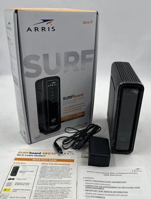 ARRIS SURFBOARD SBG10 1001362 DOCSIS 3.0 AC1600 WI-FI 5 MODEM/BLACK - Image 1 of 4