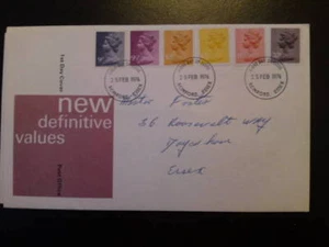 NEW DEFINITIVE VALUES FDC 25TH FEB 1976 with insert #1 - Picture 1 of 1