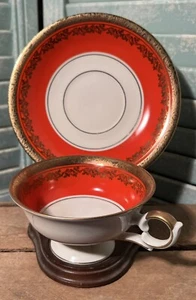 AL KA Kunst Kronach Cup & Saucer Orange Gold Bavaria Germany - Picture 1 of 7