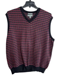 Lyle & Scott Scotland V-neck Sweater Vest Mens X-Large Geometric Gray Black Red - Picture 1 of 11