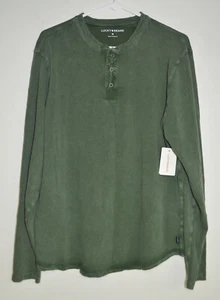 Lucky Brand Mens Long Sleeve Henley Hunter Green Medium NWT - Picture 1 of 6