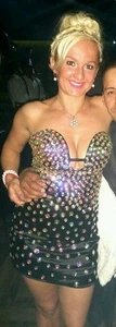 STUNNING♡NEW♡ELEGANT♡BLACK♡ CRYSTALS♡SPARKLY MINI♡COCKTAIL♡PROM♡♡MED♡PROM - Picture 1 of 6