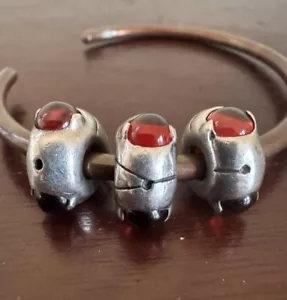 Trollbeads Silver Bead With Garnets Retired LAA 925S Authentic Classic Triangle - Picture 1 of 6