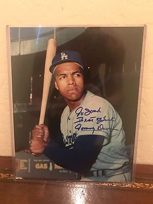 TOMMY DAVIS Autograph Photograph Signed 8X10 Auto Photo MLB Baseball  - Image 1 of 3