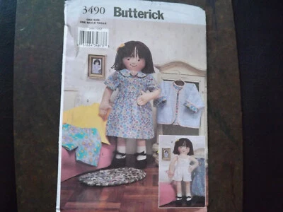 Butterick Sewing Pattern 3490 Girl Rag Doll Clothes Dress Jacket Underwear Uncu  - Image 1 of 2