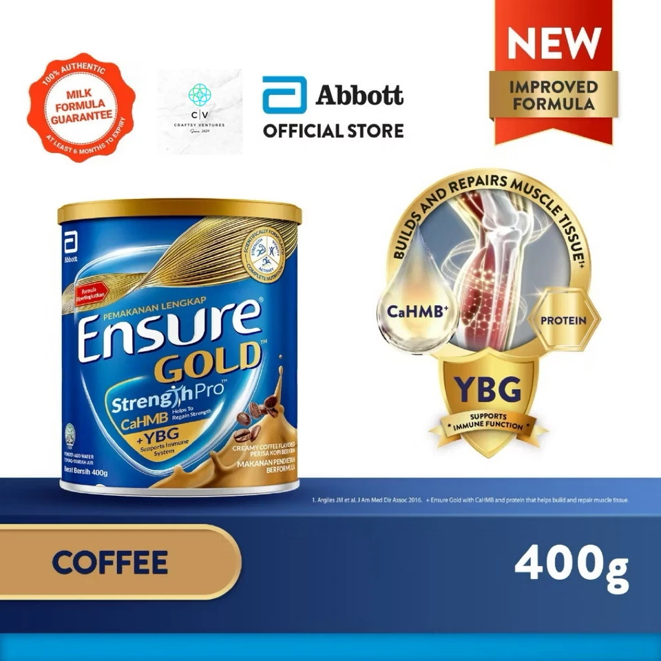 2 X Abbott Ensure Gold Coffee 400 g para mediana edad y ancianos Foto 1 de 4