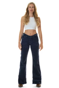 Comycom Damen Cord Bootcut Hose navy blau - Bild 1 von 9