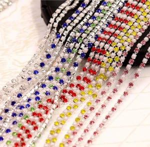 10 yardas ss6 Estrás + Cadena de Perlas Vidrio Cristal Estrás en Plata/Oro base - Imagen 1 de 16