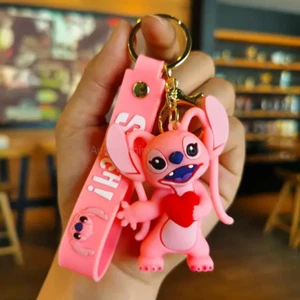 3D Lilo und Stitch Engel Schlüsselanhänger Schlüsselring Charm Schlüsselanhänger Anhänger Auto-/Hausschlüssel - Bild 1 von 1