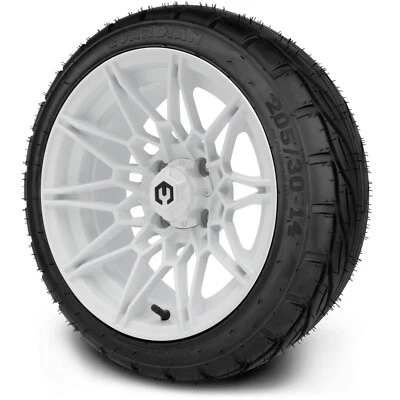 Ruedas de carro de golf MODZ 14" Galaxy blanco brillante y neumáticos MODZ Guardian 205/30-14 Foto 1 de 4