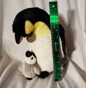 11" Russ Yomiko Classics Mommy & Baby Penguin Plush Stand Realistic 28598 - Picture 1 of 8