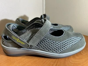 Orthofeet Sanibel Mary Jane Shoe Women 8 (Wide) Leather Gray Orthopedic Flat - Picture 1 of 10