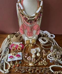 Lotto di gioielli vintage anni '90! passerella! lotto di gioielli grossi davvero divertenti! Dolce! Rosa! - Foto 1 di 7