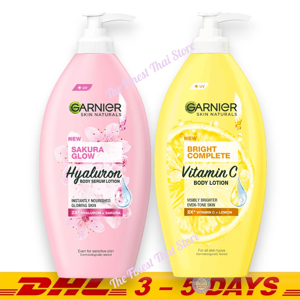 Garnier Bright Complete Vitamin C + Sakura Glow Hyaluron Body Lotion 400ml Duo - Image 1 of 1