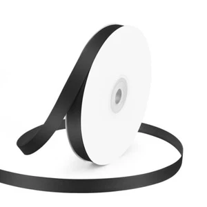3/8" Wide x 50 Yards Black Single Faced Polyester Satin Ribbon Black Satin Ri... - Picture 1 of 4