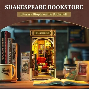 Rolife Wonderland Bookstore Book Nook Wooden Miniature DIY Doll House Xmas Gifts - Picture 1 of 8