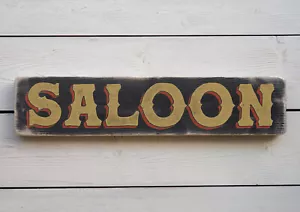 SALOON Vintage Style Wooden Sign. Handmade Retro Home Gift - Picture 1 of 20