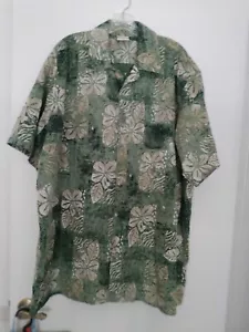 Men's Go Barefoot Sage/Ivory Tropical Button Front Shirt...Size 2XL (NWOT) - Picture 1 of 7